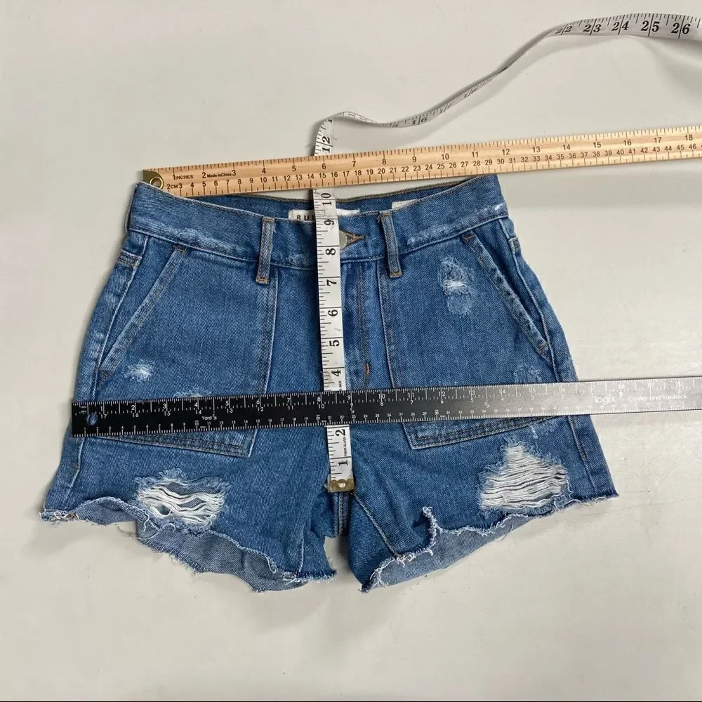 BULLHEAD DENIM COMPANY‎ Women’s Denim Distressed Shorts Blue Size 23